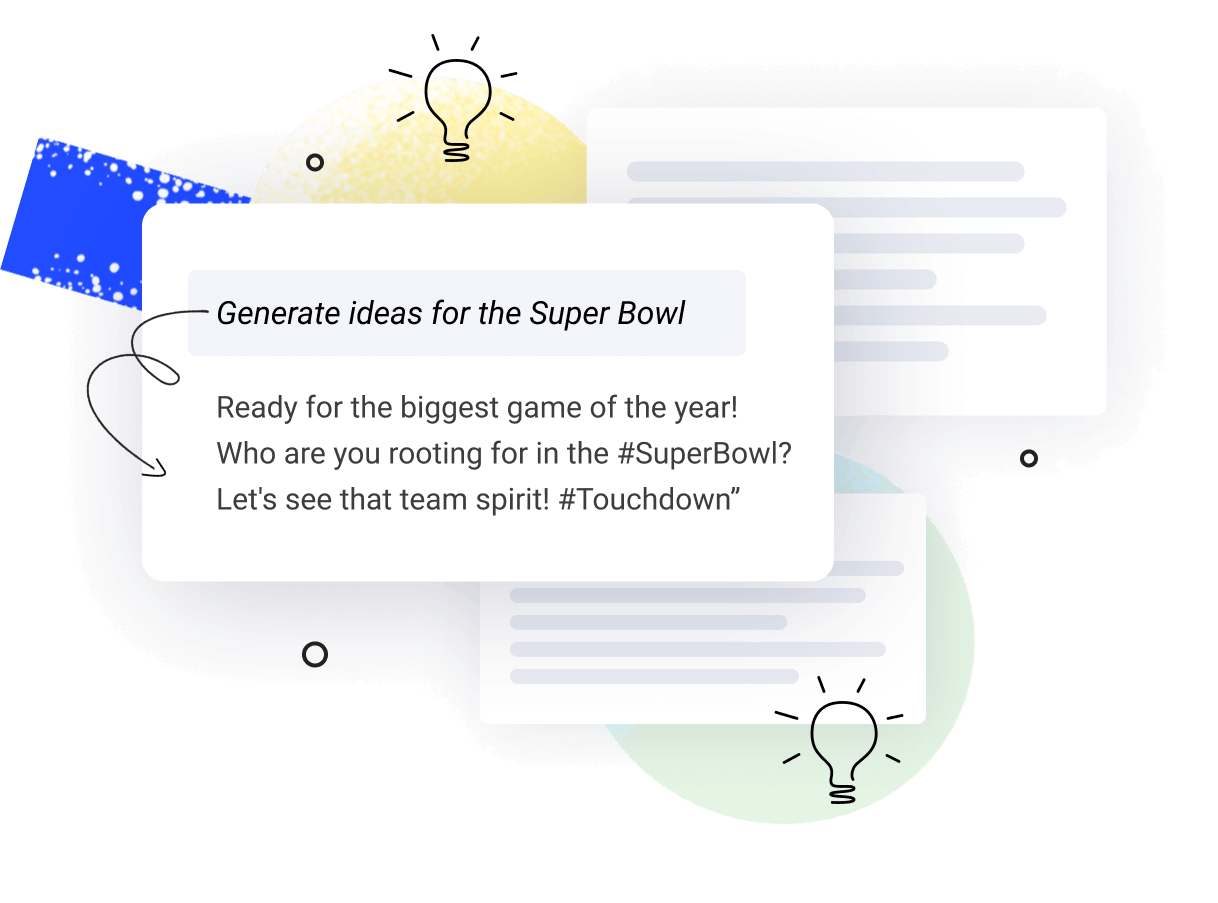 Buffer's AI Assistant generating ideas for the Super Bowl