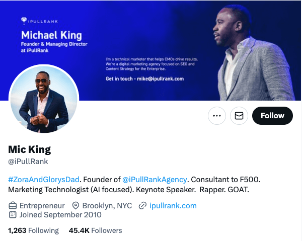 How to go viral on Twitter/X: Michael King profile bio